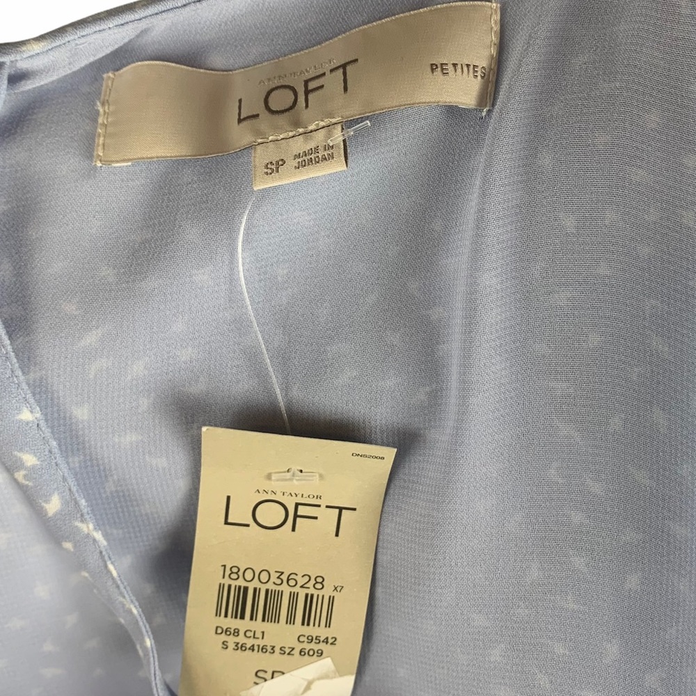 Loft Tank Bird Pattern Racer Back Blue White NWT - Picture 6 of 6